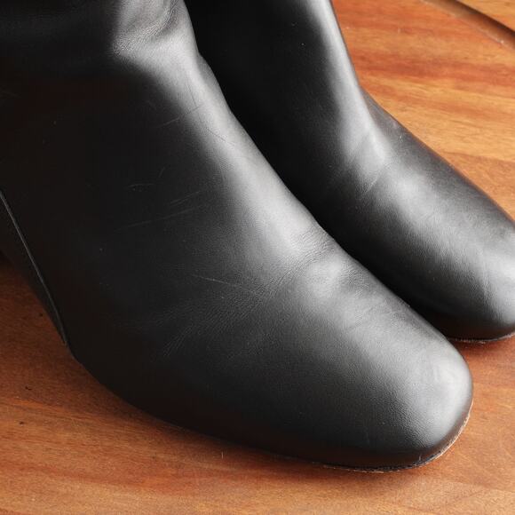 Tory Burch Boots Womens Size 10M Black Blossom Ankle Leather Heeled Modern Zip - Picture 4 of 15